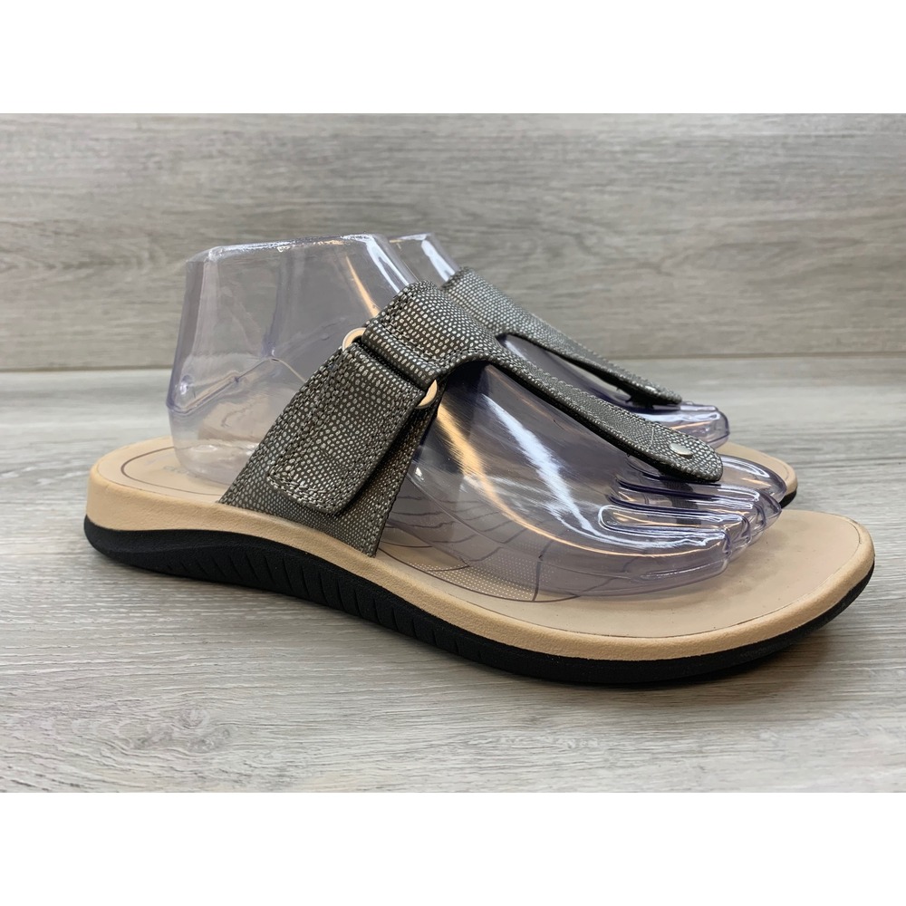 Clarks Women's Arla Kaylie Pewter Metallic Sandals 10 Casual Comfort Shoes